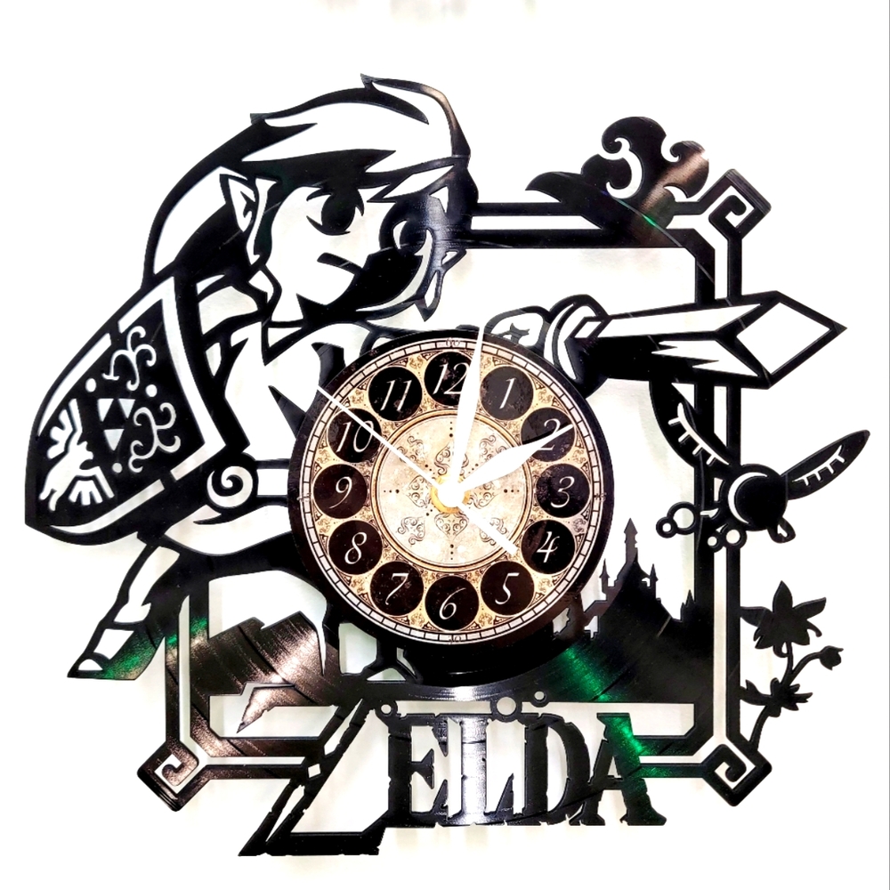 ZELDA vinyl record clock
